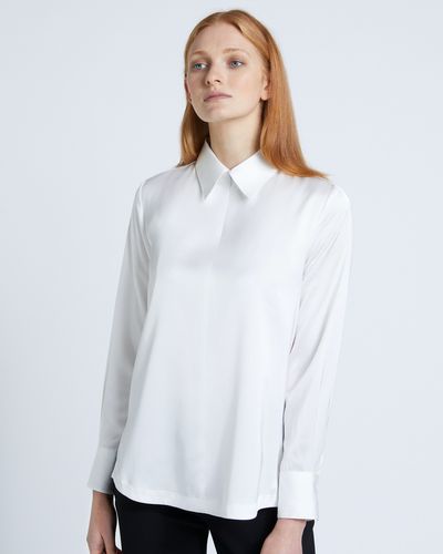 Carolyn Donnelly The Edit Cream Poly Satin Zip Shirt
